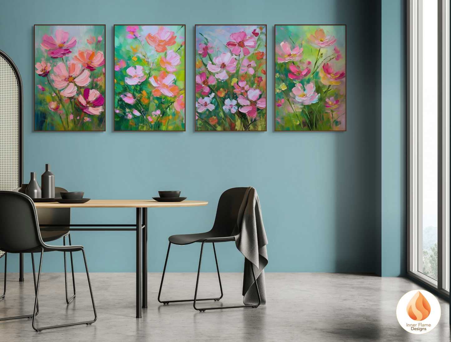 Captivating Flower Artwork for Modern Home Design | Four Piece Artwork