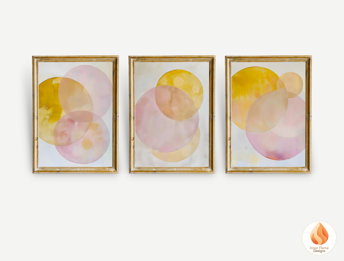 Soft and Sweet Geometric Artwork for Modern Home Design | Triptych Artwork