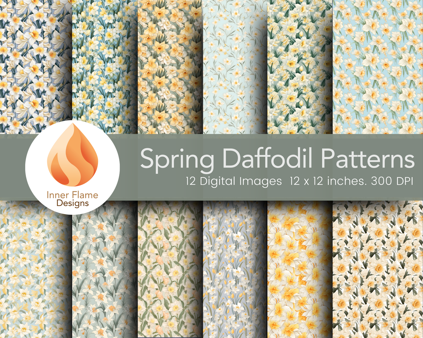 Spring Daffodil Floral Surface Patterns | Seamless Patterns for Wallpaper, Textiles, Packaging and Digital Designs