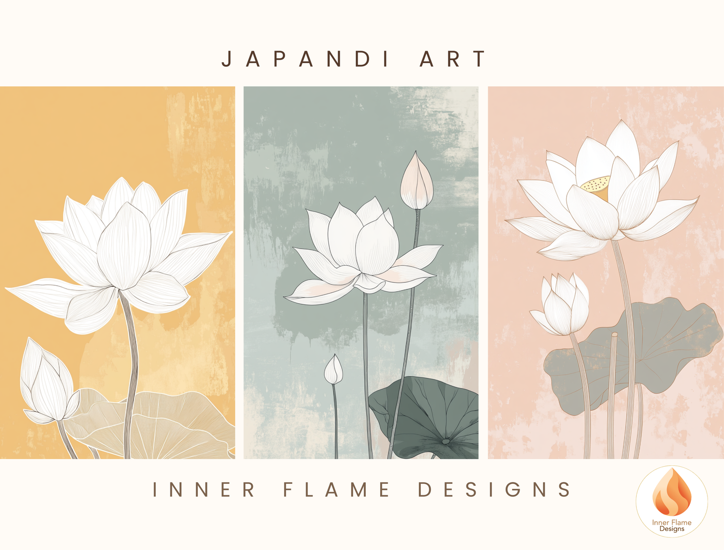 Subtle Japandi Art for Modern Home Design | Triptych Artwork (Series 4)