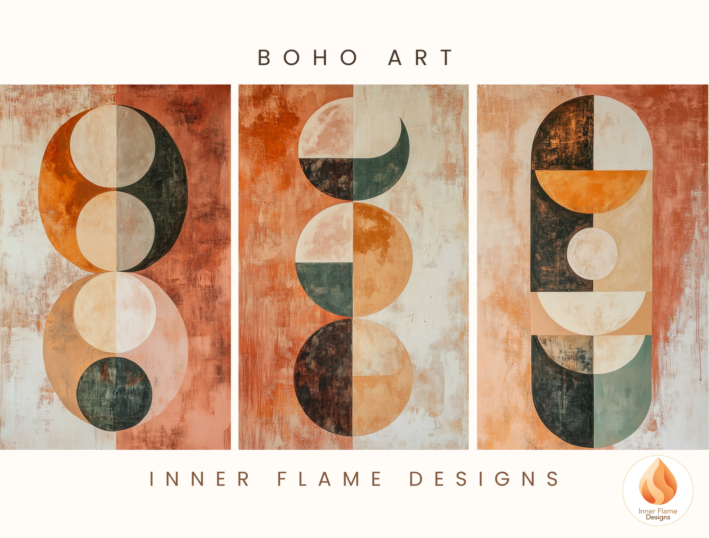 Cosmic Boho Wall Art Décor for Modern Home Design | Triptych Artwork (Series 2)
