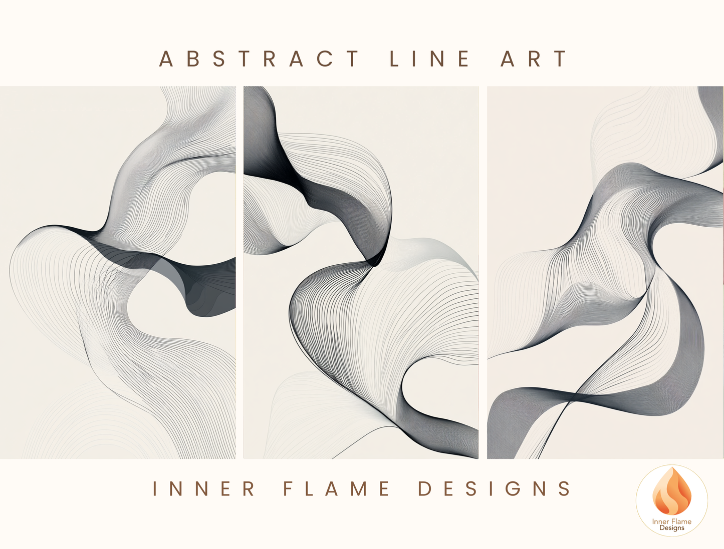 Flowing Line Art for Modern Home Design | Triptych Artwork