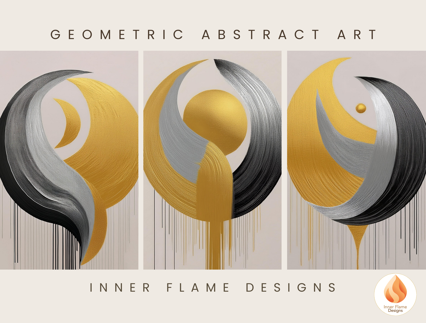 Futuristic Geometric Artwork for Modern Home Design | Triptych Artwork