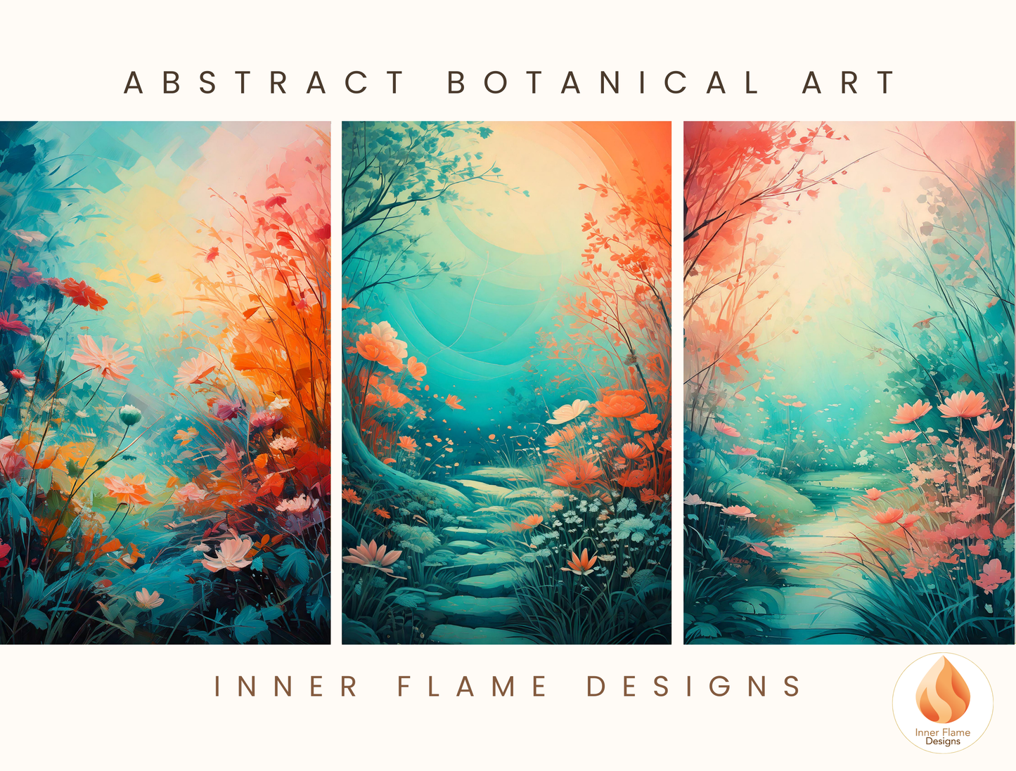 Incandescent Botanical Art for Modern Home Design | Triptych Artwork