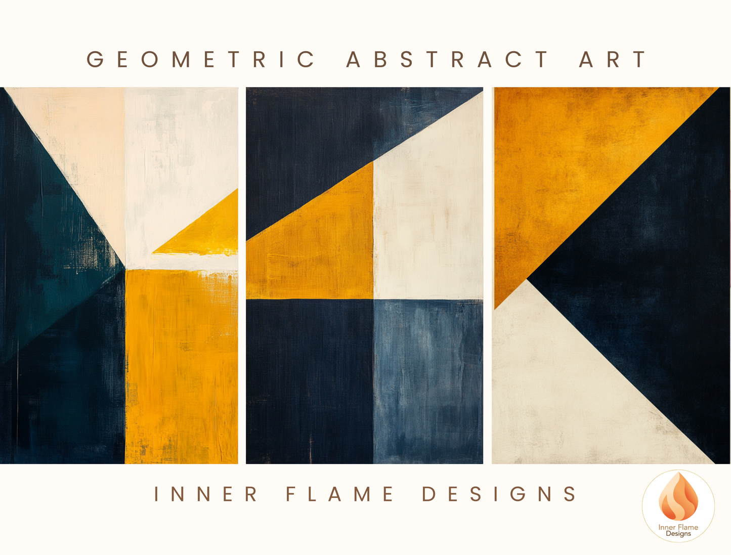 Edgy Geometric Artwork for Modern Home Design | Triptych Artwork