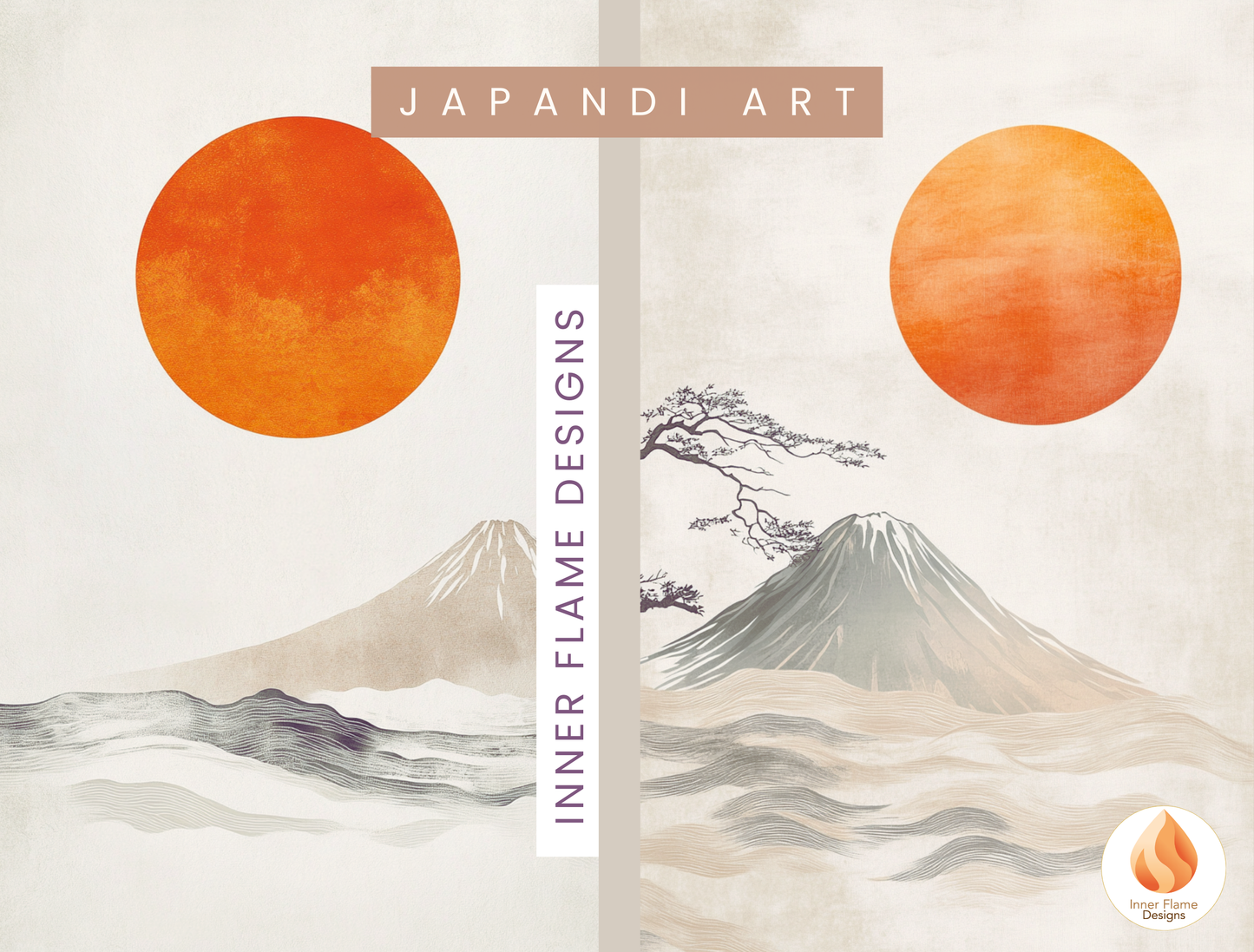 Harmonious Japandi Art for Modern Home Design | Diptych Artwork (Series 2)