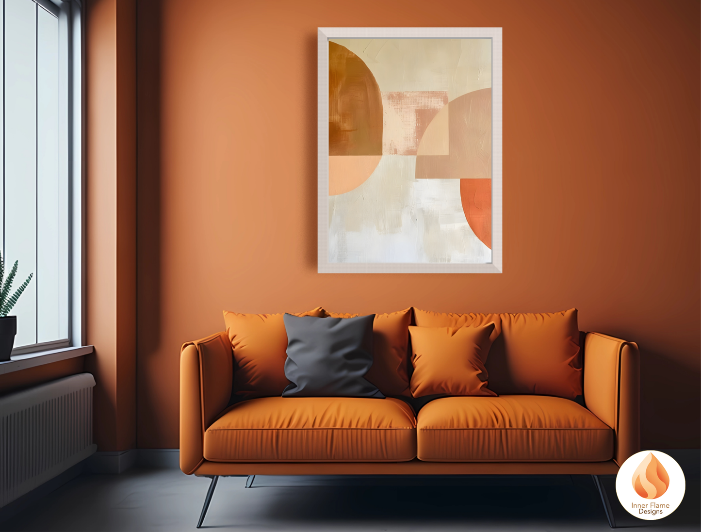 Terracotta Geometric Artwork for Modern Home Design | Triptych Artwork