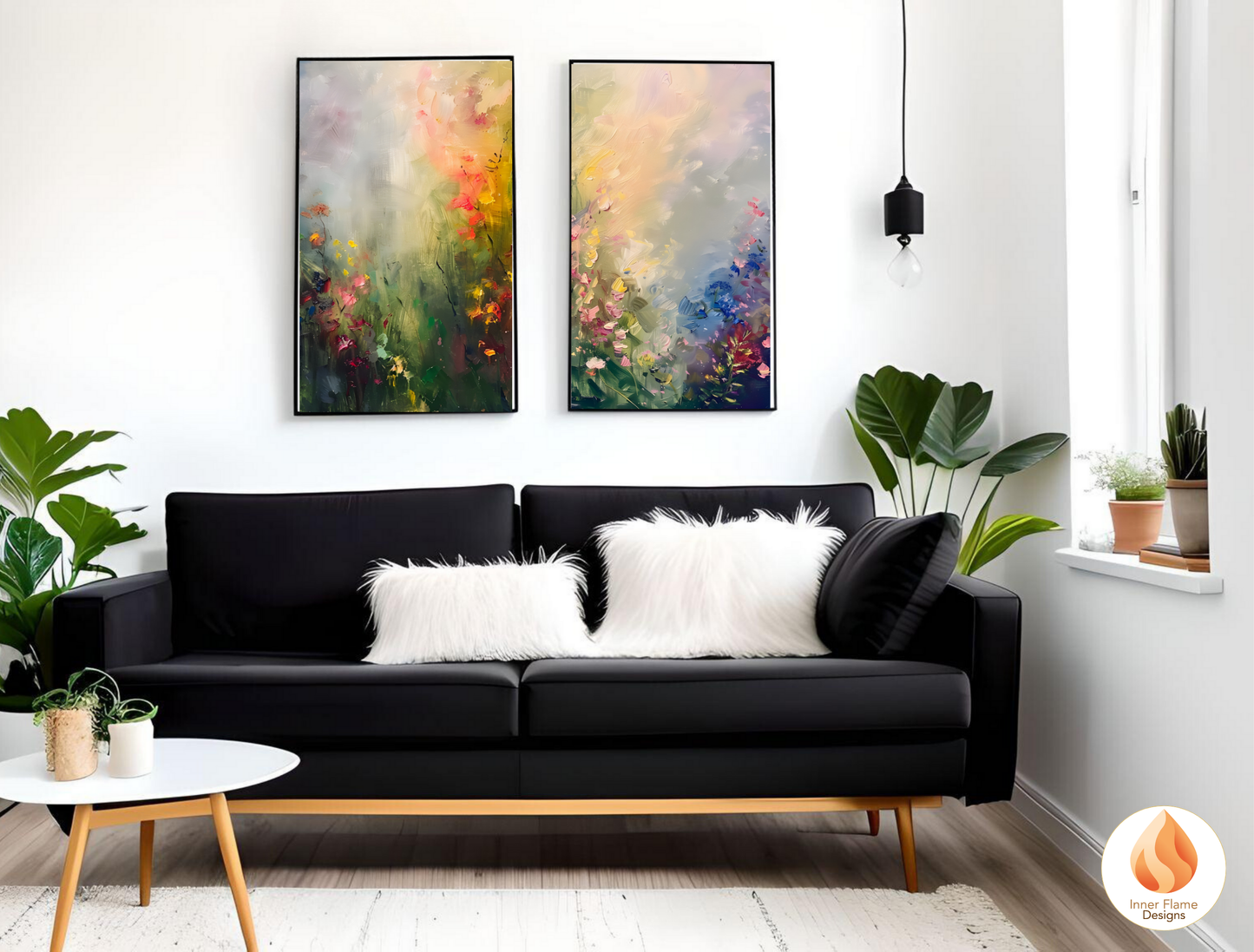 Luminous Flower Artwork for Modern Home Design | Triptych Artwork