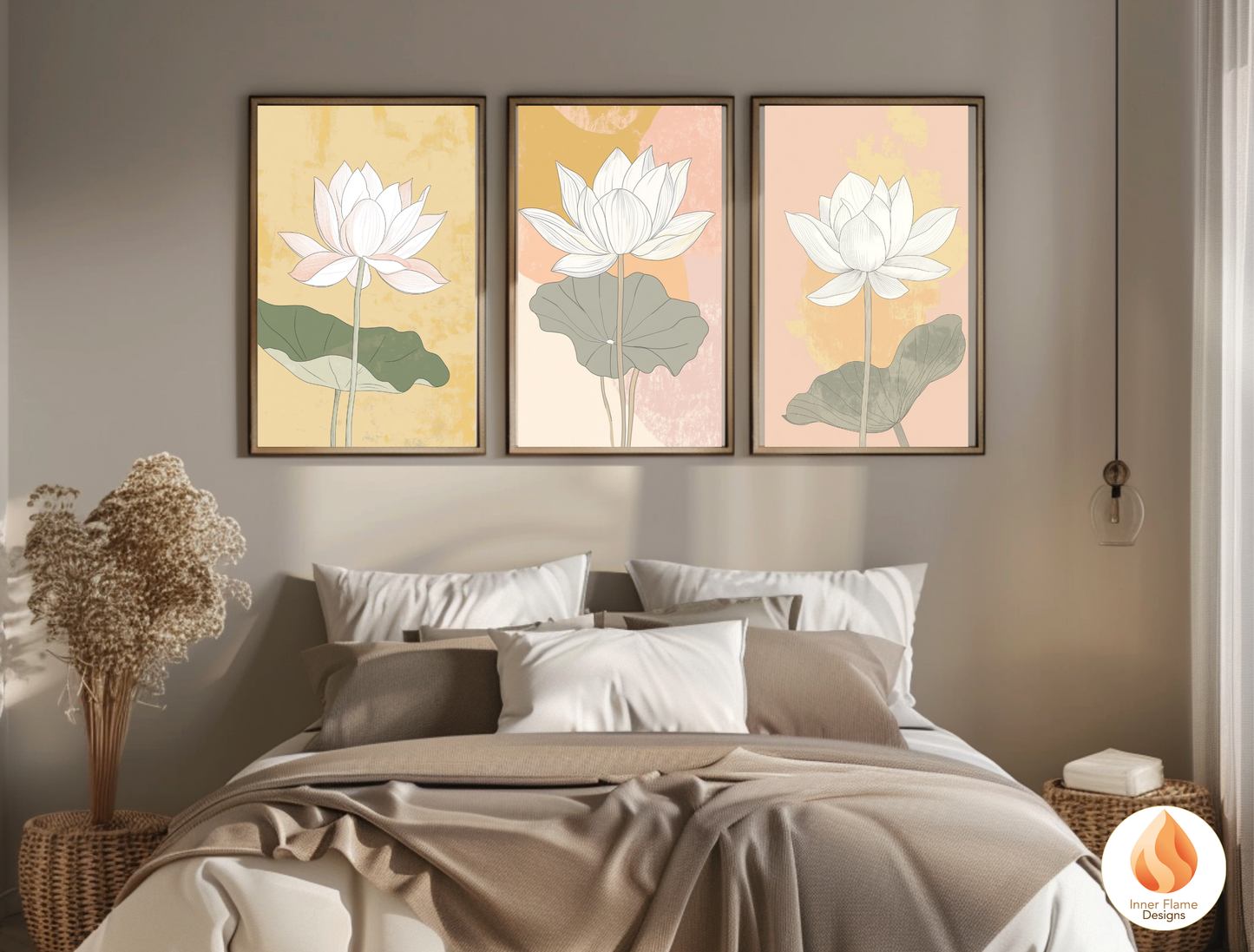 Subtle Japandi Art for Modern Home Design | Triptych Artwork (Series 1)