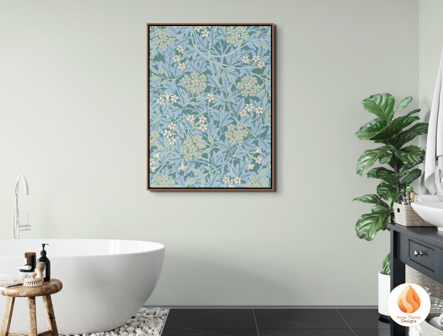 William Morris Inspired Designs - "Jasmine" | Abstract Botanical Art for Modern Home Design | Triptych Artwork