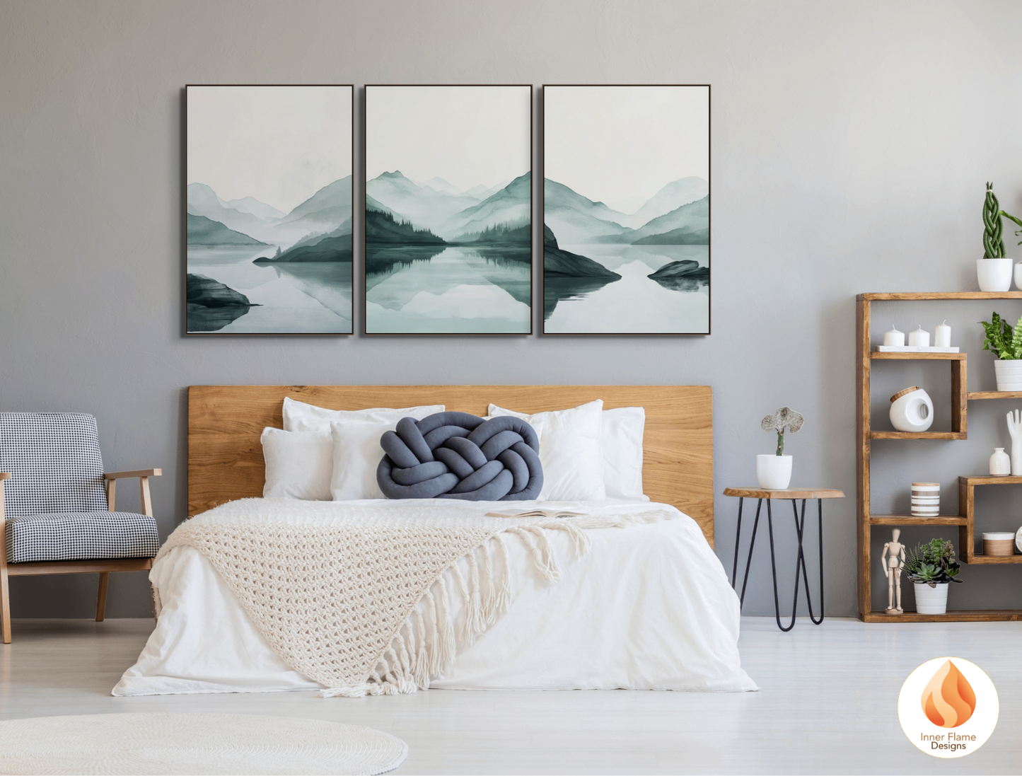 Meditative Japandi Art for Modern Home Design | Triptych Artwork