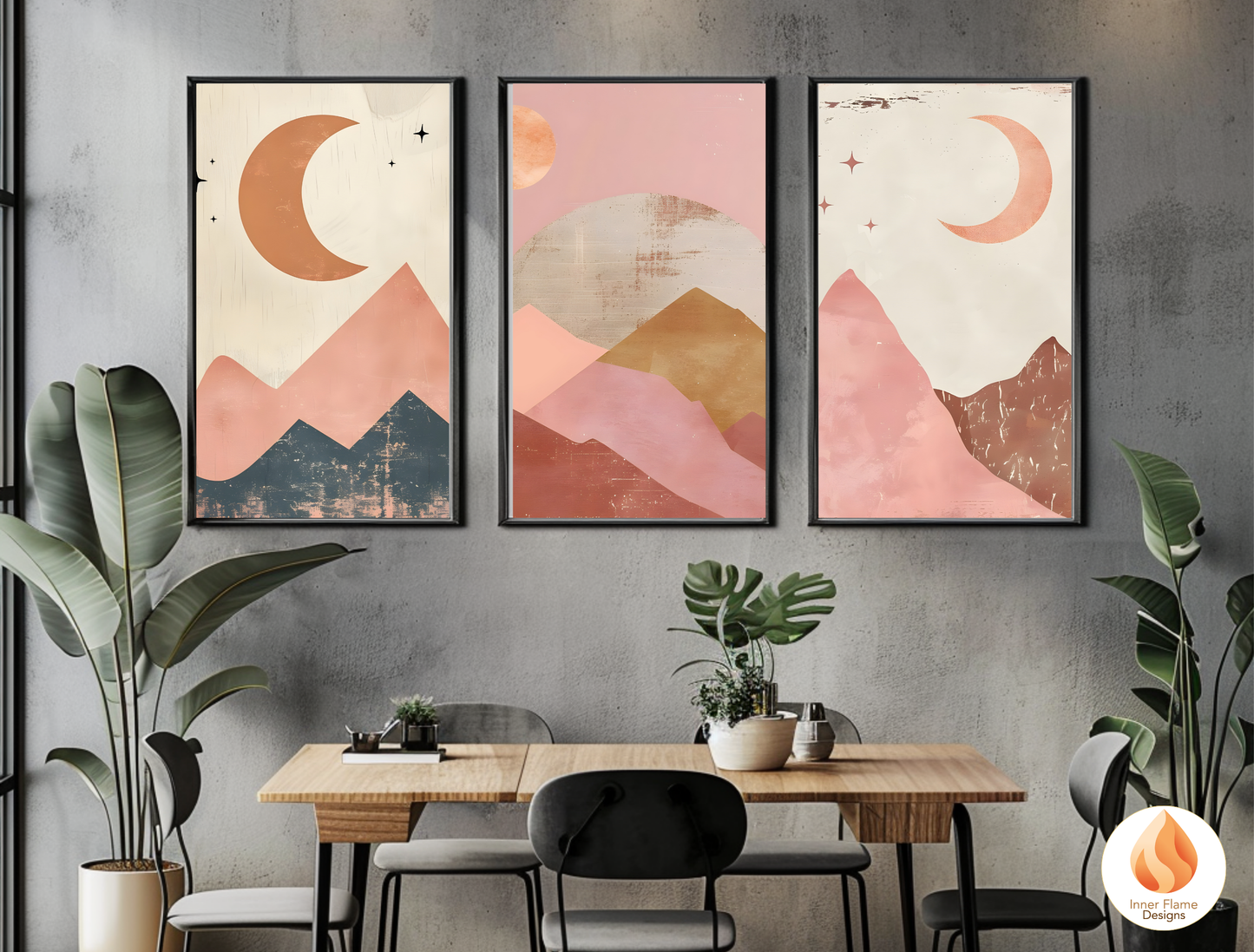 Soothing Boho Wall Art Décor for Modern Home Design | Triptych Artwork (Series 3)