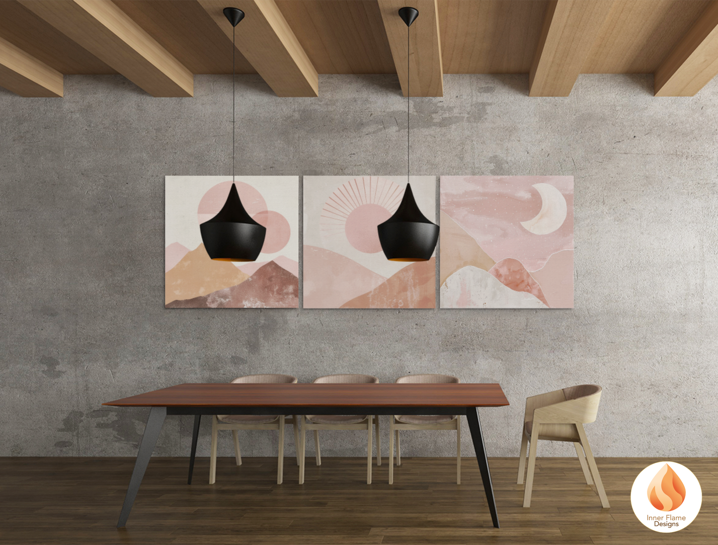 Soothing Boho Wall Art Décor for Modern Home Design | Triptych Artwork (Series 1)