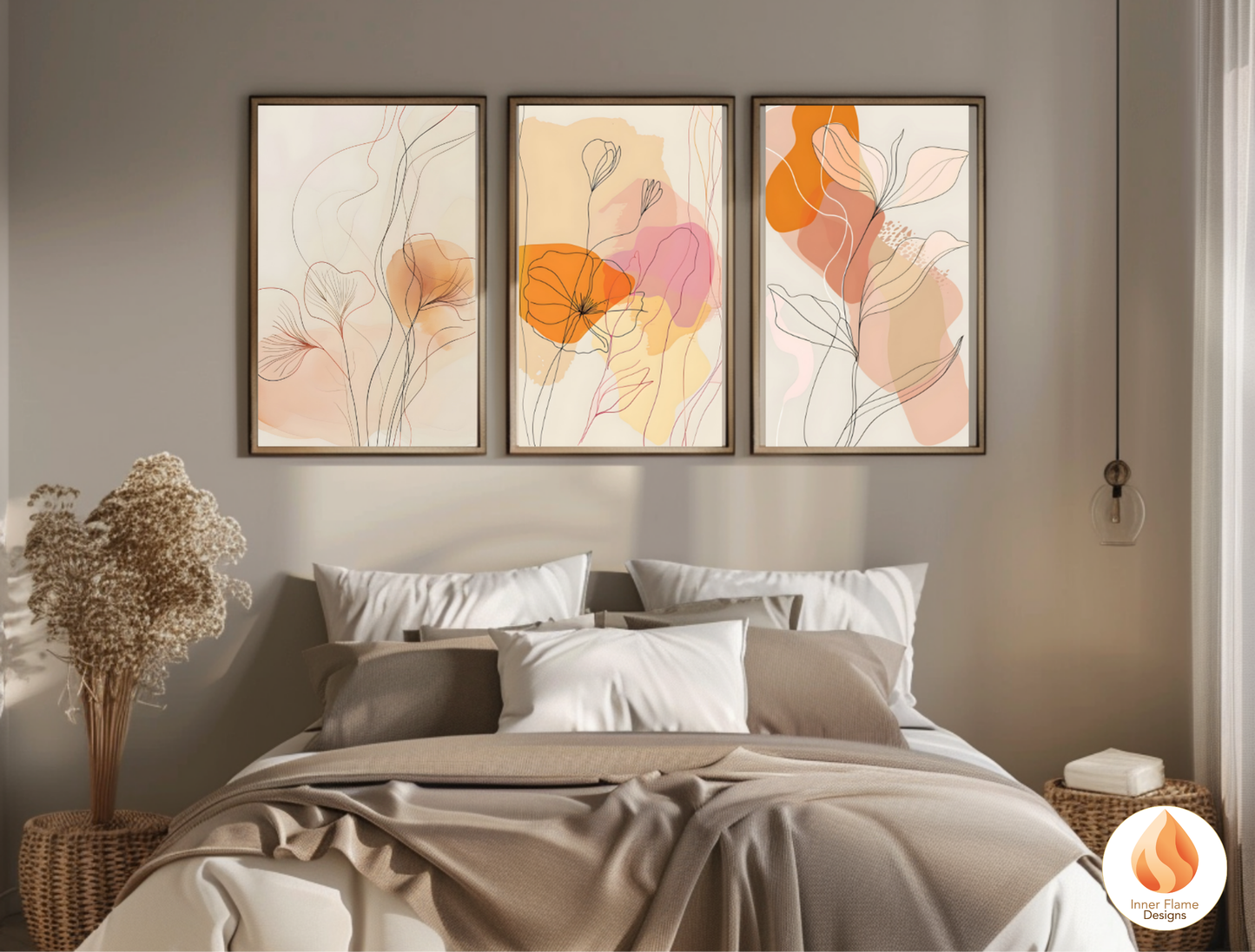 Graceful Line Art for Modern Home Design | Triptych Artwork (Series 1)
