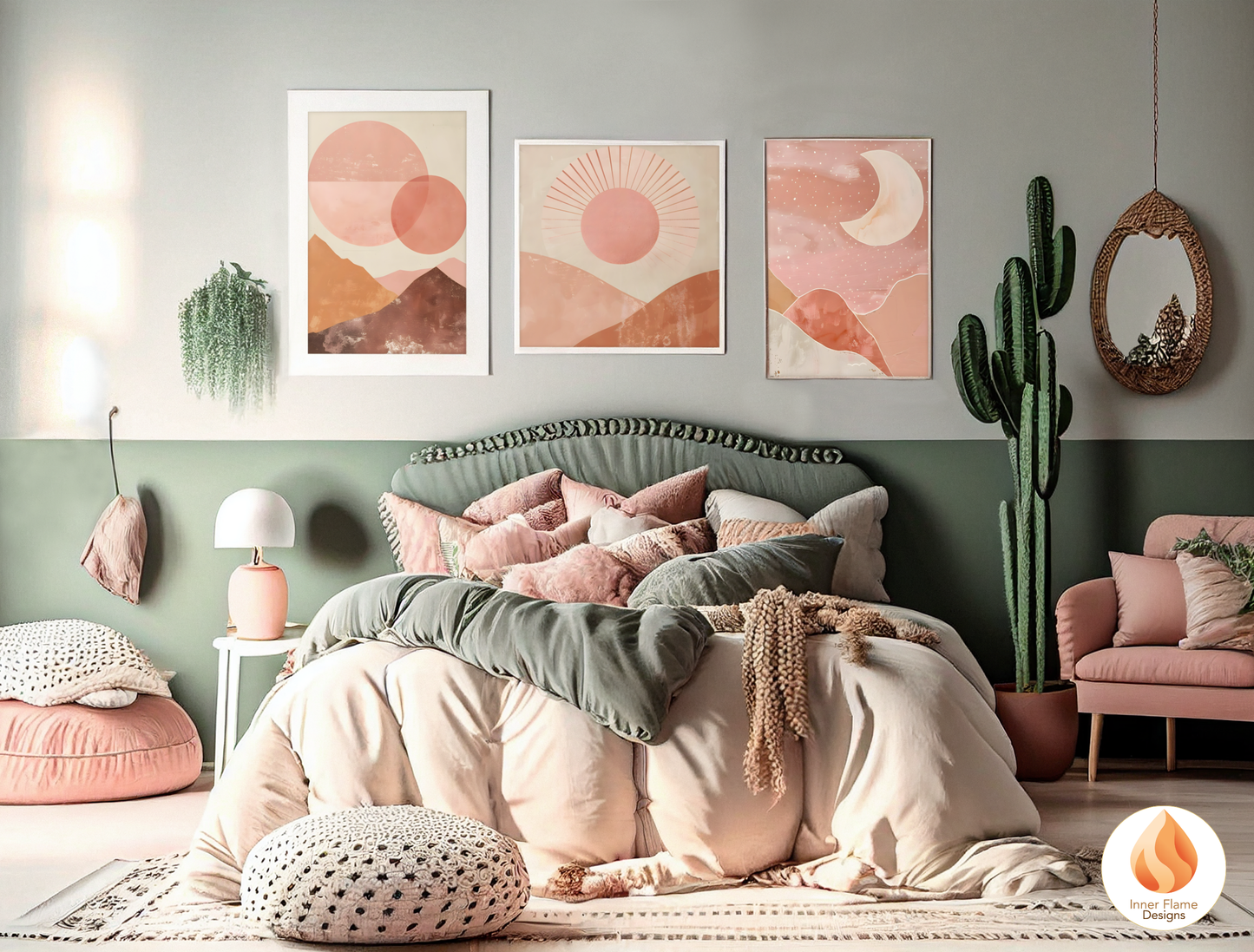 Soothing Boho Wall Art Décor for Modern Home Design | Triptych Artwork (Series 1)