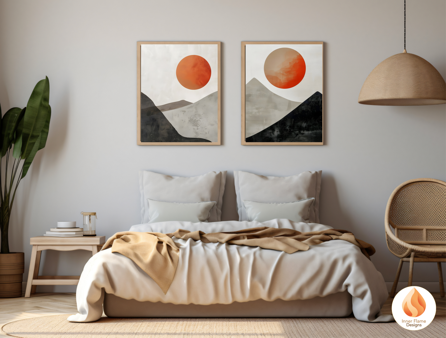 Ethereal Japandi Art for Modern Home Design | Triptych Artwork (Series 5)