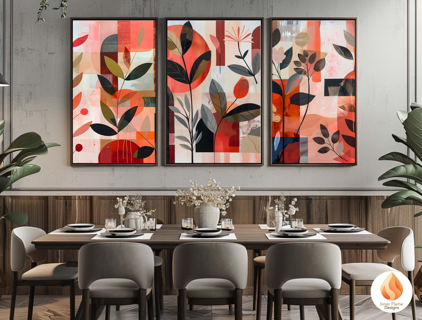 Modern Boho Wall Art Décor for Modern Home Design | Triptych Artwork (Series 2)