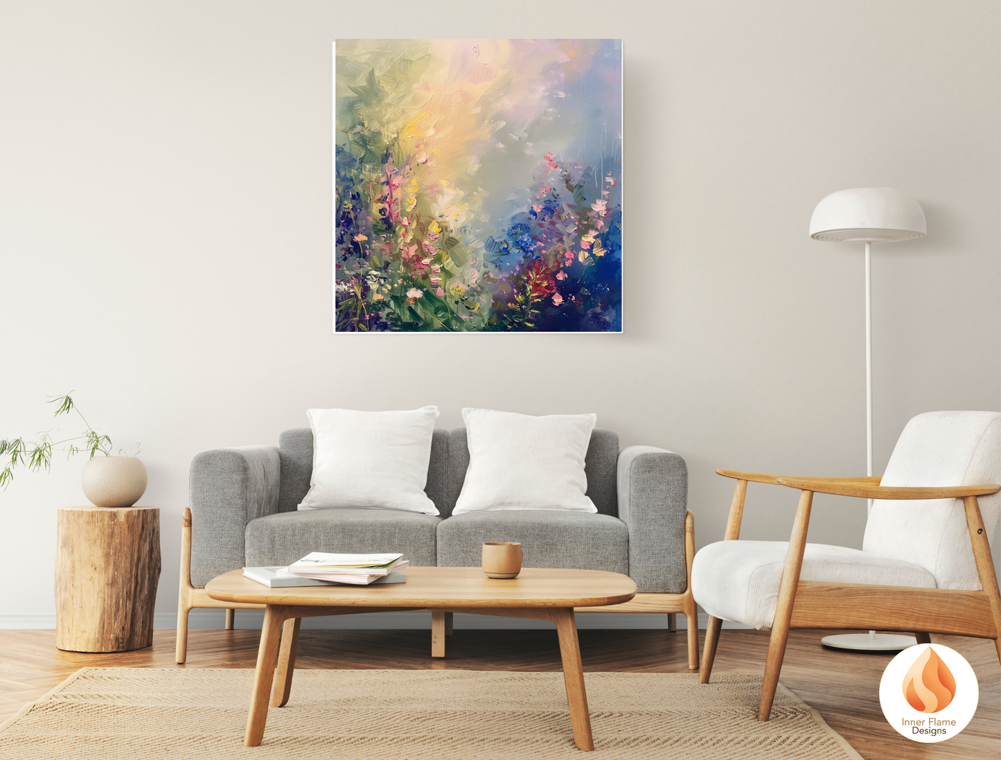 Luminous Flower Artwork for Modern Home Design | Triptych Artwork