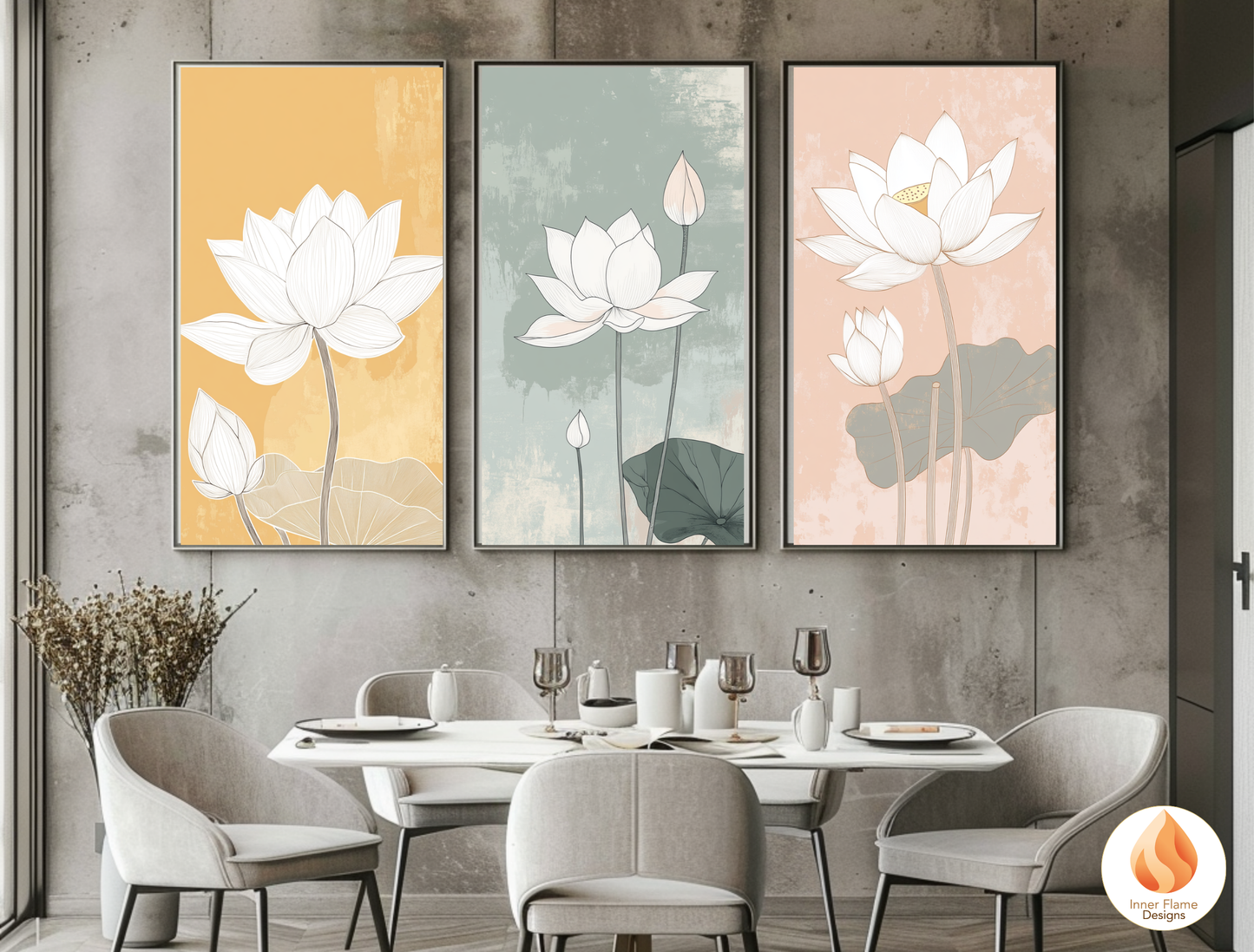 Subtle Japandi Art for Modern Home Design | Triptych Artwork (Series 4)