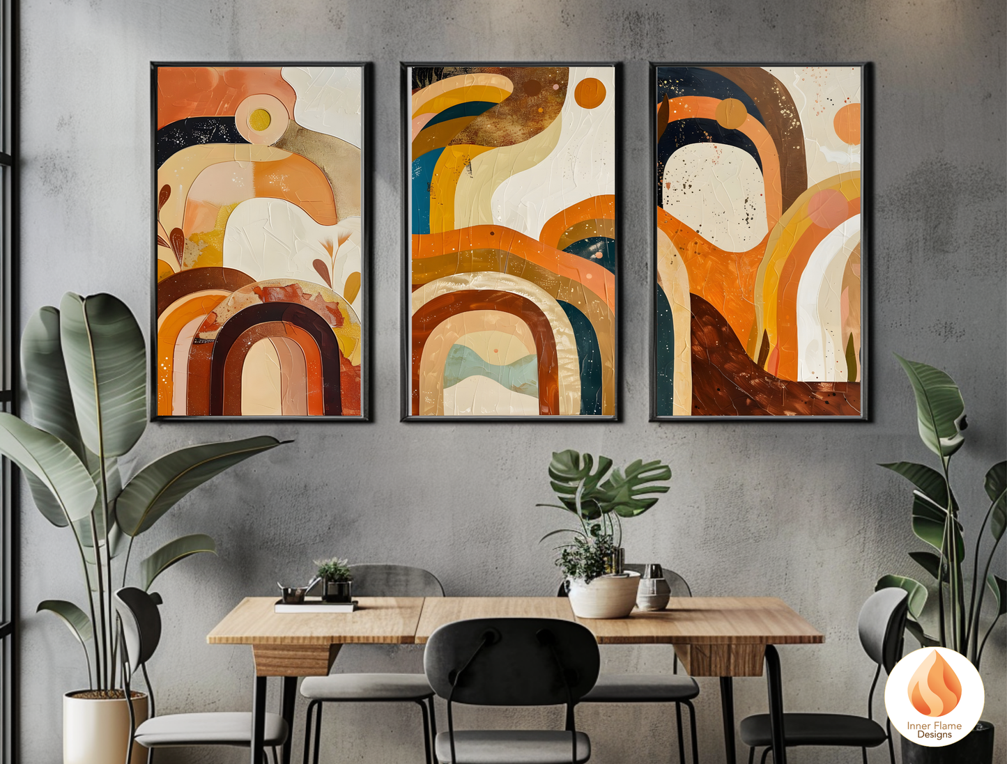 Eclectic Boho Wall Art Décor for Modern Home Design | Triptych Artwork (Series 3)