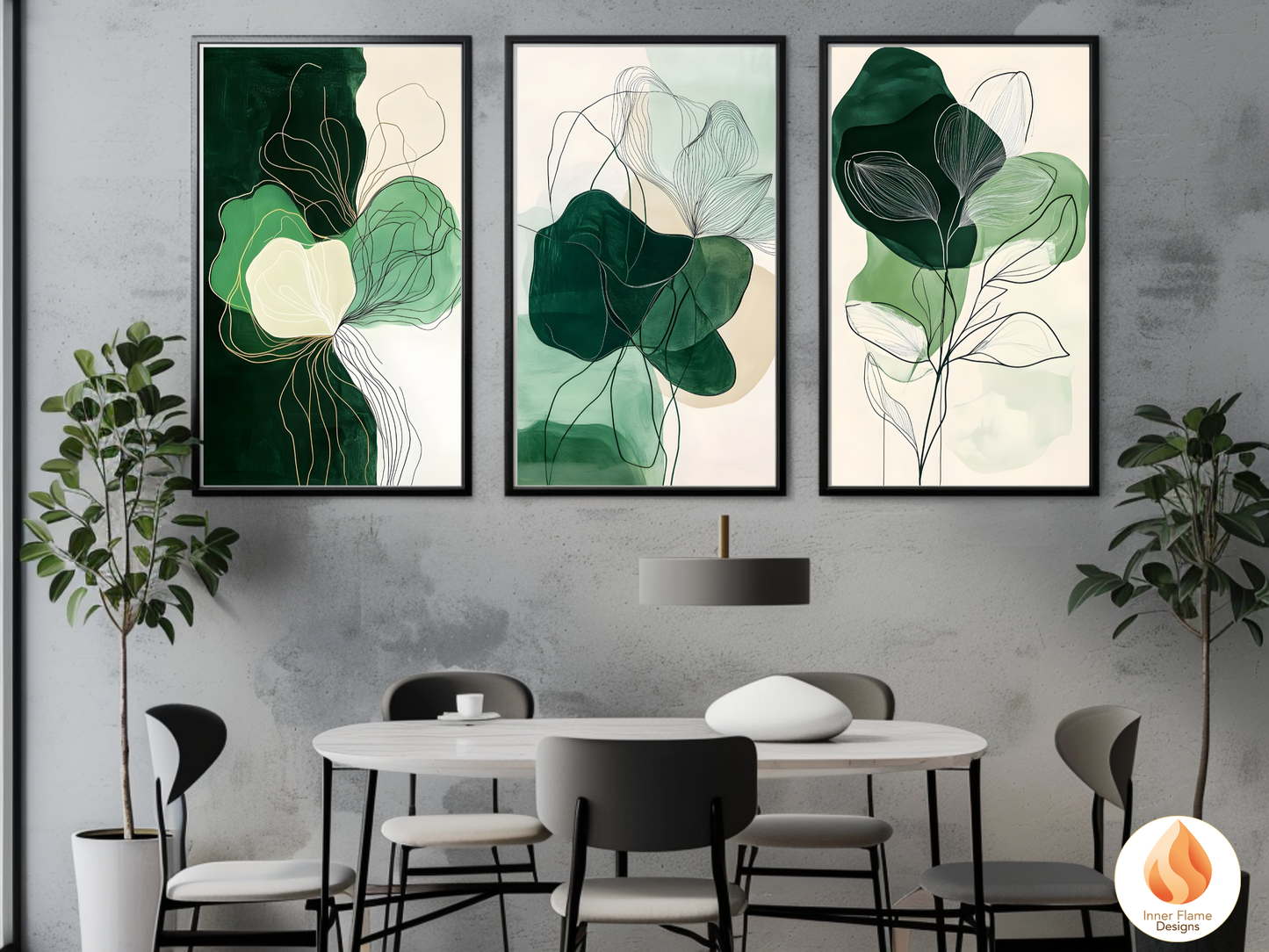 Bold Line Art for Modern Home Design | Triptych Artwork