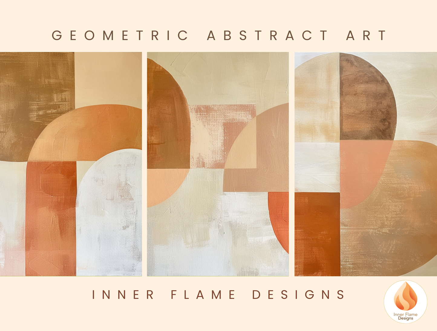 Terracotta Geometric Artwork for Modern Home Design | Triptych Artwork