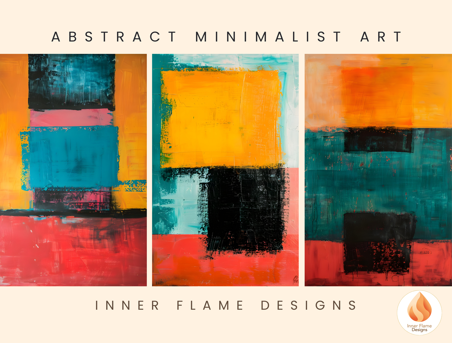 Radiant Minimalist Art for Modern Home Design | Triptych Artwork
