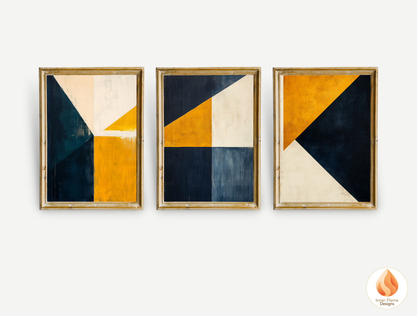 Edgy Geometric Artwork for Modern Home Design | Triptych Artwork
