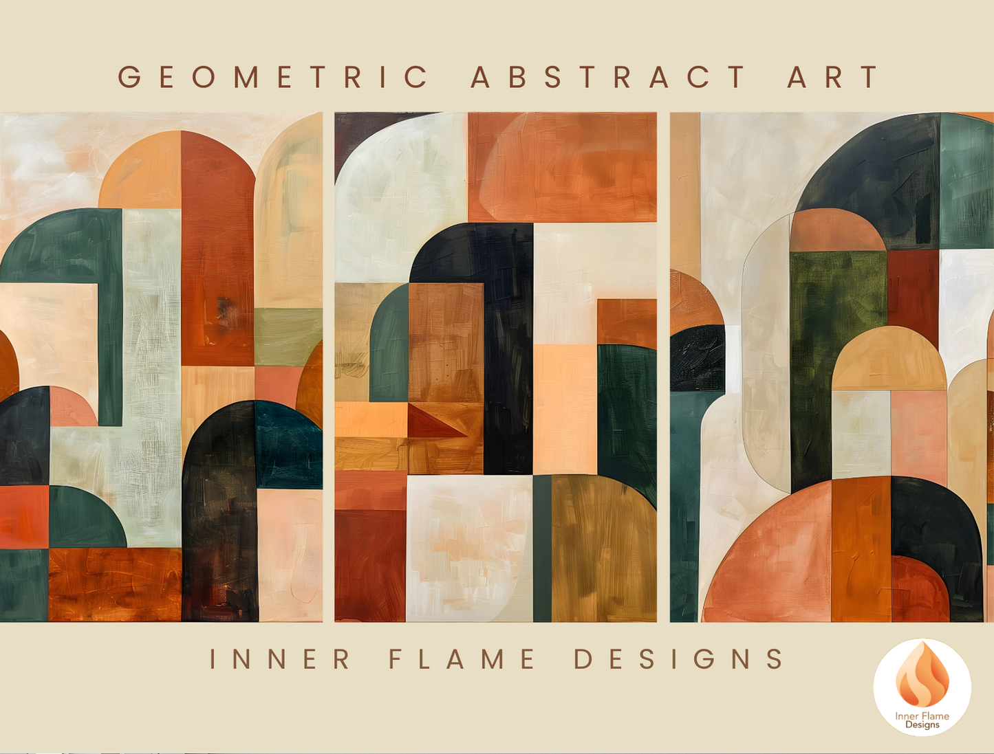 Distinctive Geometric Artwork for Modern Home Design | Triptych Artwork