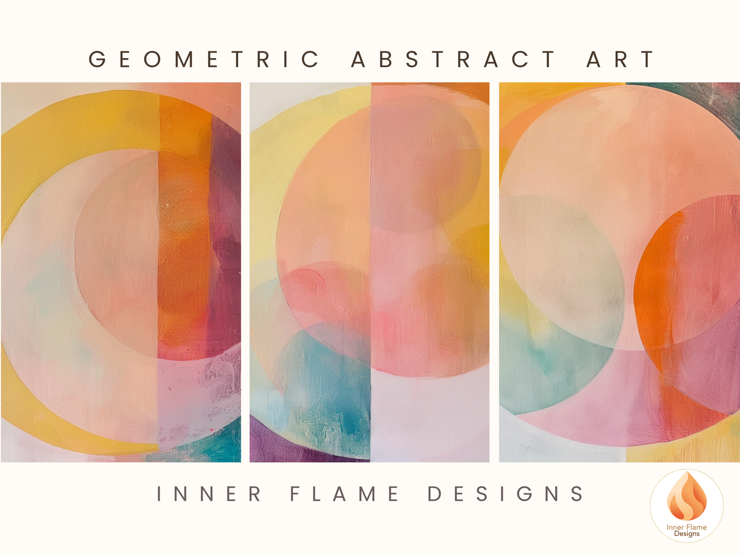 Joyful Geometric Artwork for Modern Home Design | Triptych Artwork