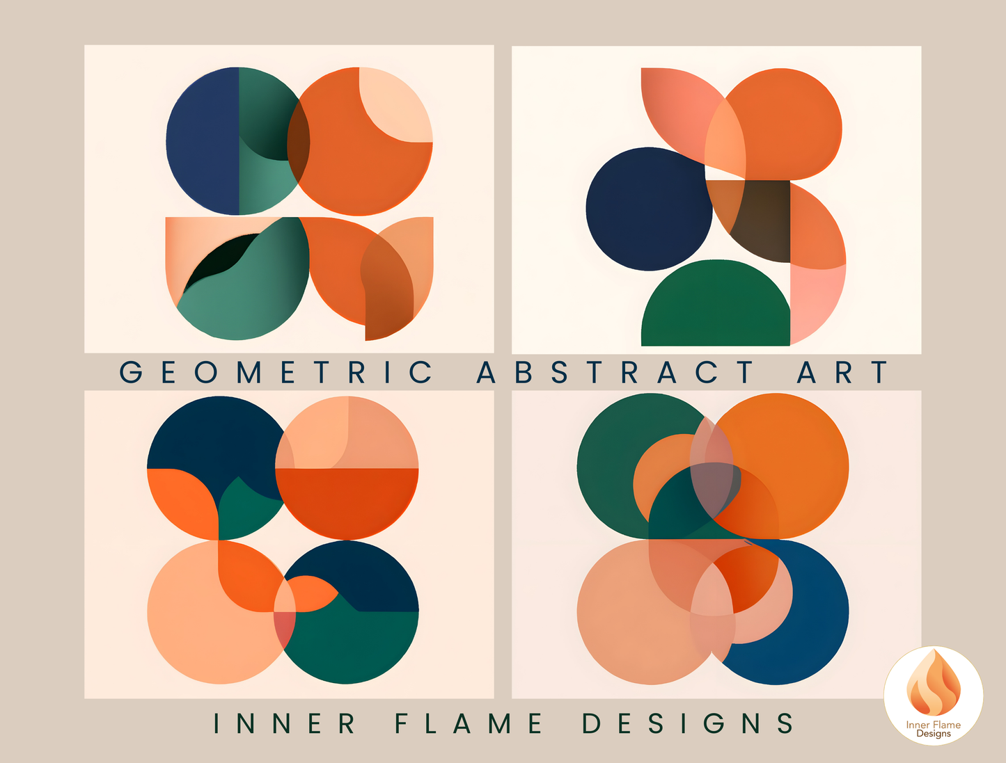 Vibrant Geometric Artwork for Modern Home Design | Four Piece Wall Art