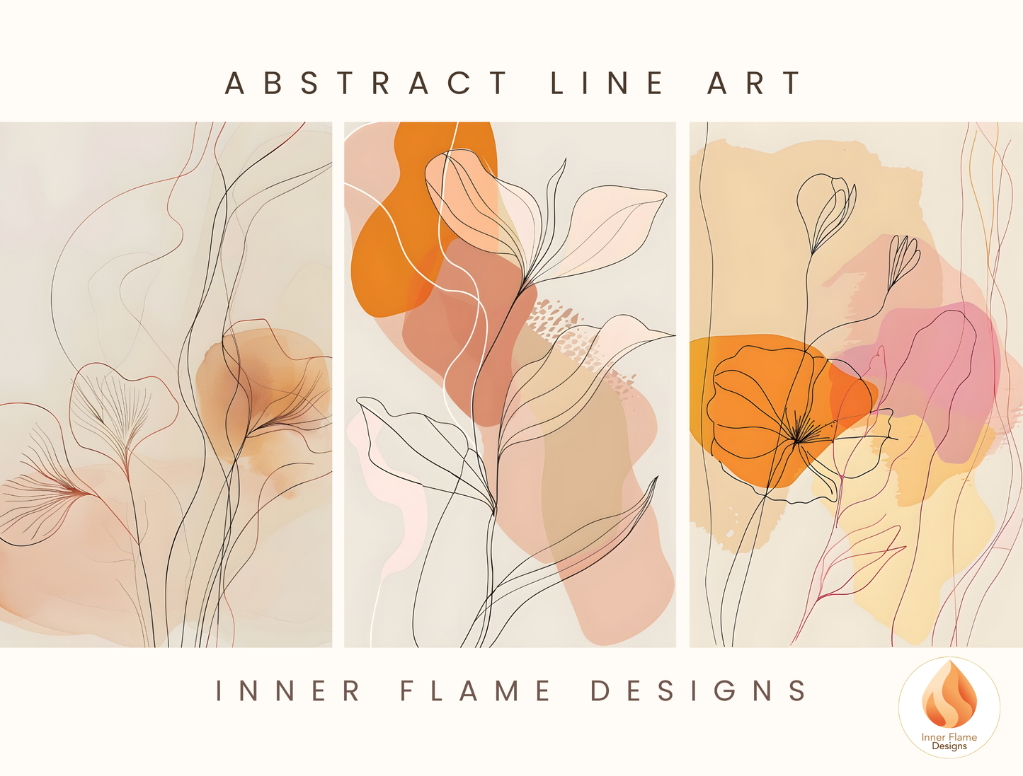 Graceful Line Art for Modern Home Design | Triptych Artwork (Series 1)