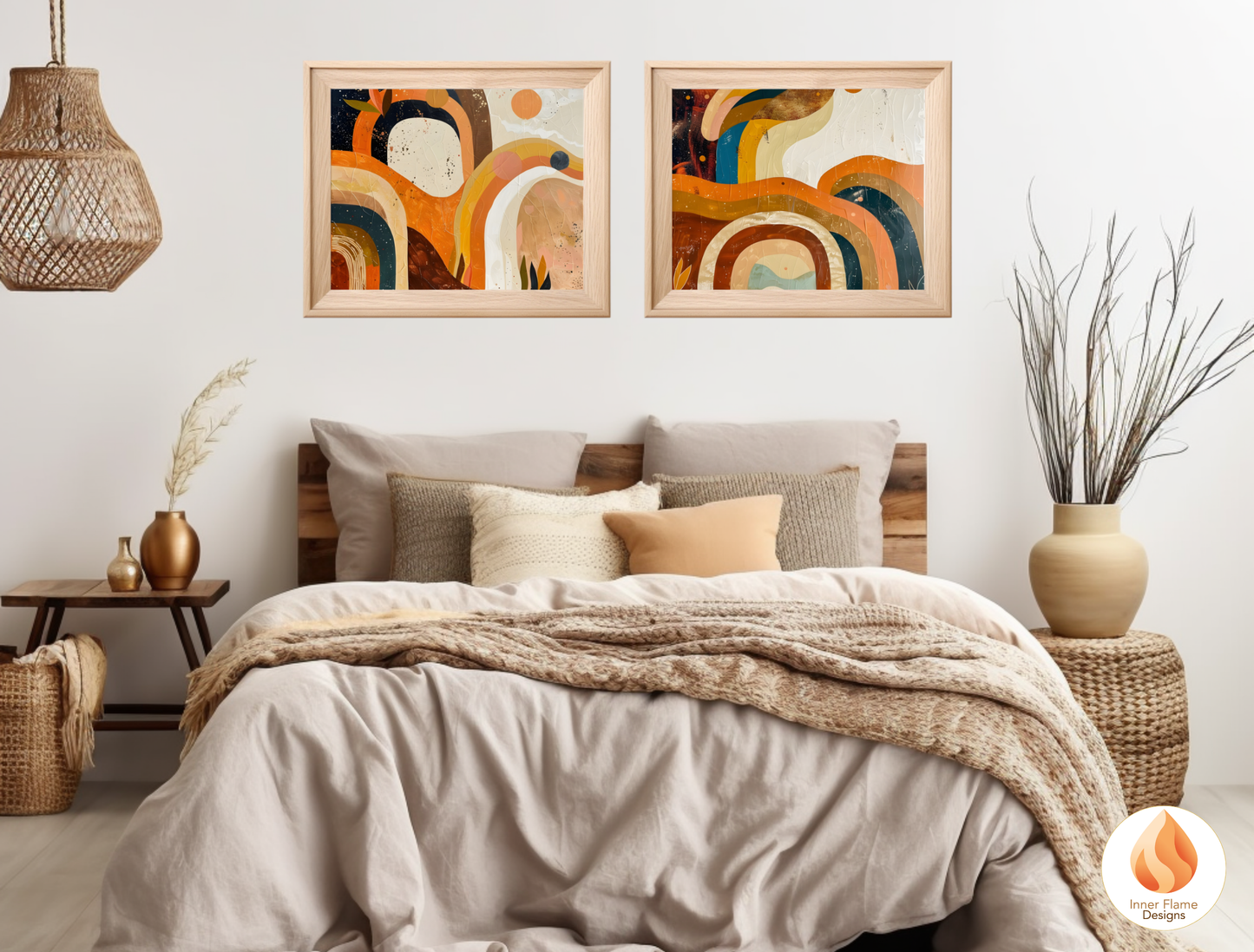 Eclectic Boho Wall Art Décor for Modern Home Design | Triptych Artwork (Series 3)