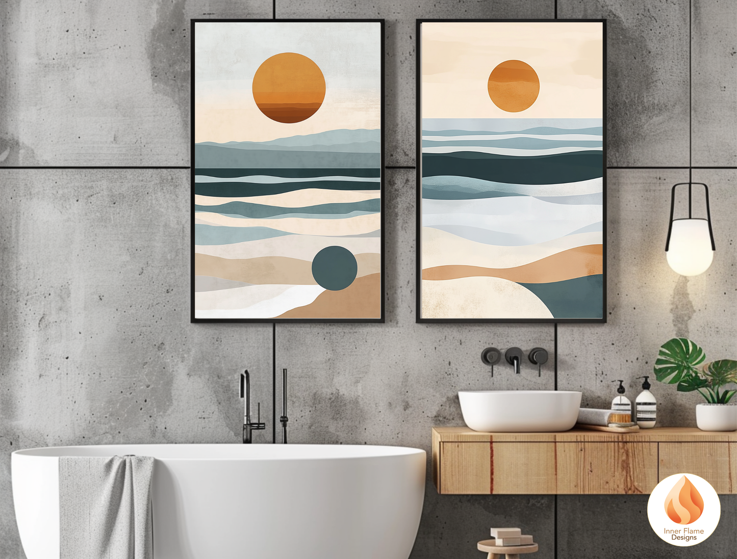 Serene Japandi Art for Modern Home Design | Triptych Artwork