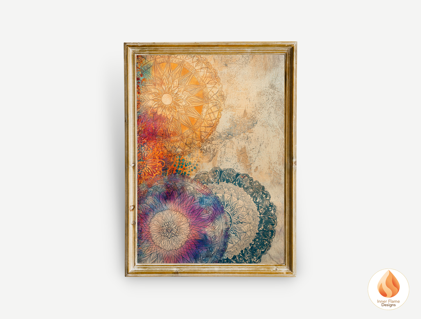 Kaleidoscopic Boho Wall Art Décor for Modern Home Design | Triptych Artwork