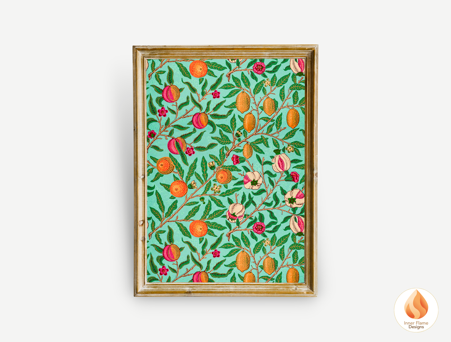 William Morris Inspired Designs - "Fruit (or Pomegranate)" | Abstract Botanical Art for Modern Home Design | Triptych Artwork