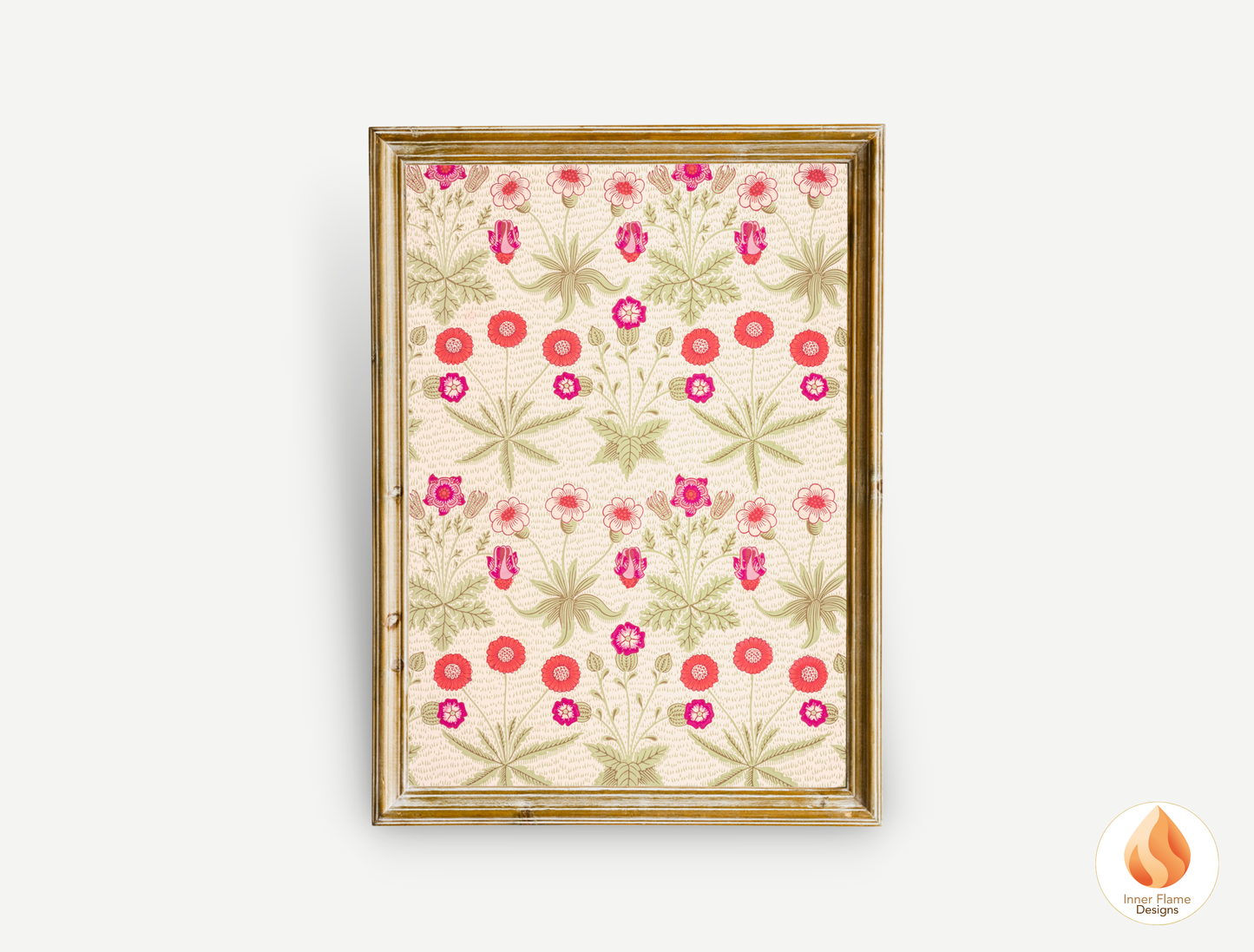 William Morris Inspired Designs - "Daisy" | Abstract Botanical Art for Modern Home Design | Triptych Artwork