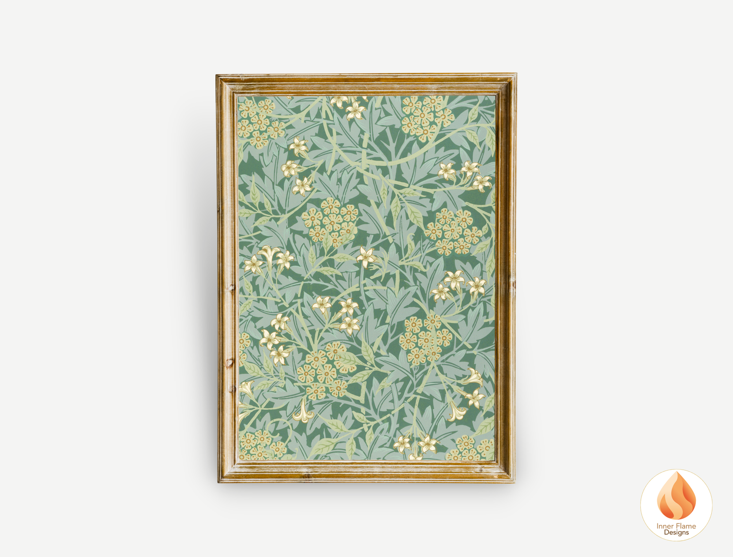 William Morris Inspired Designs - "Jasmine" | Abstract Botanical Art for Modern Home Design | Triptych Artwork
