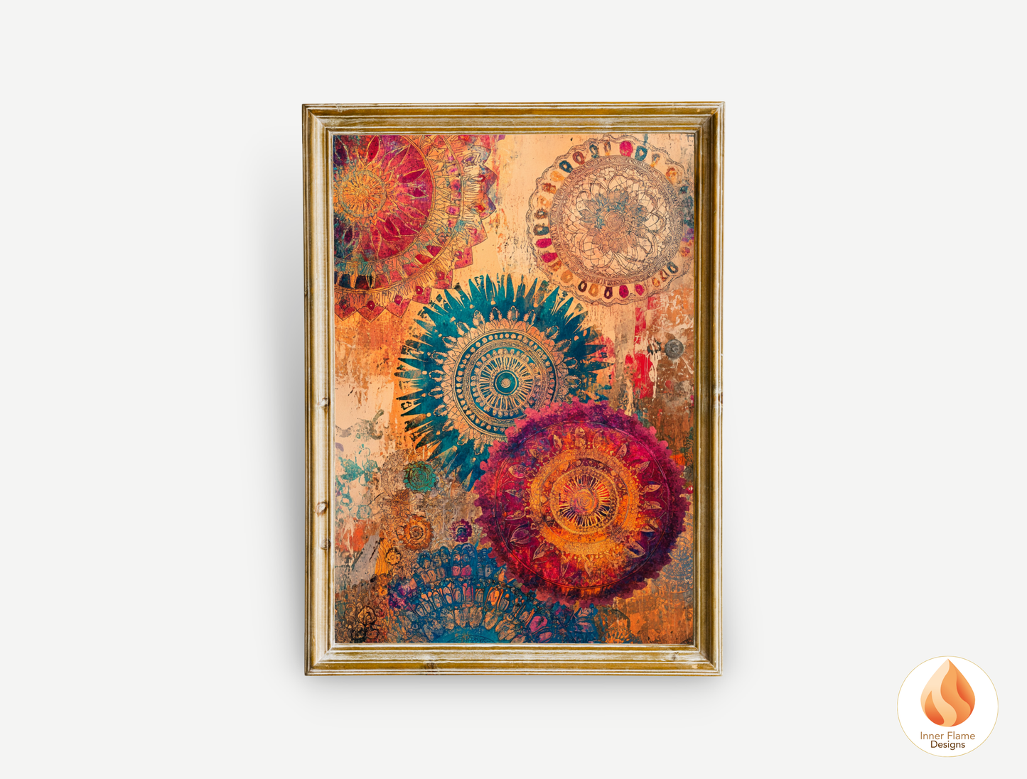Kaleidoscopic Boho Wall Art Décor for Modern Home Design | Triptych Artwork