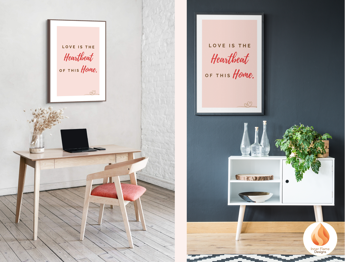 Motivational Poster with Love Inspirational Quote 4 - "Love Is The Heartbeat Of This Home"