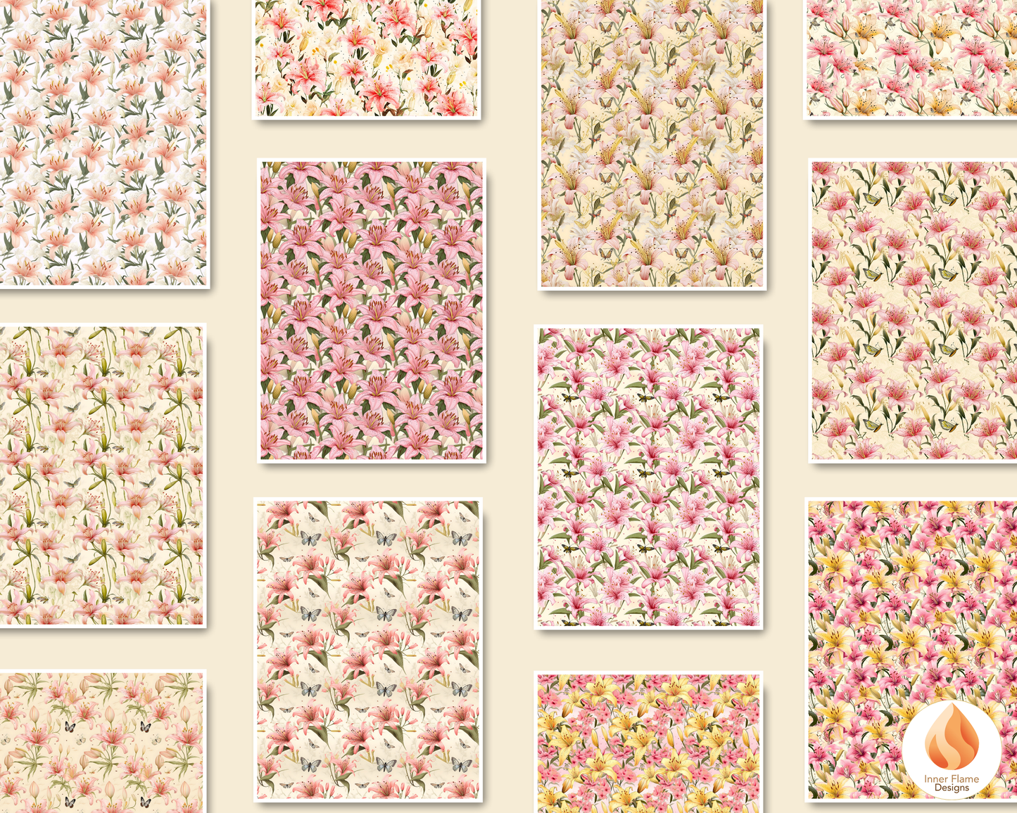 Spring Lily Floral Surface Patterns | Seamless Patterns for Wallpaper, Textiles, Packaging and Digital Designs