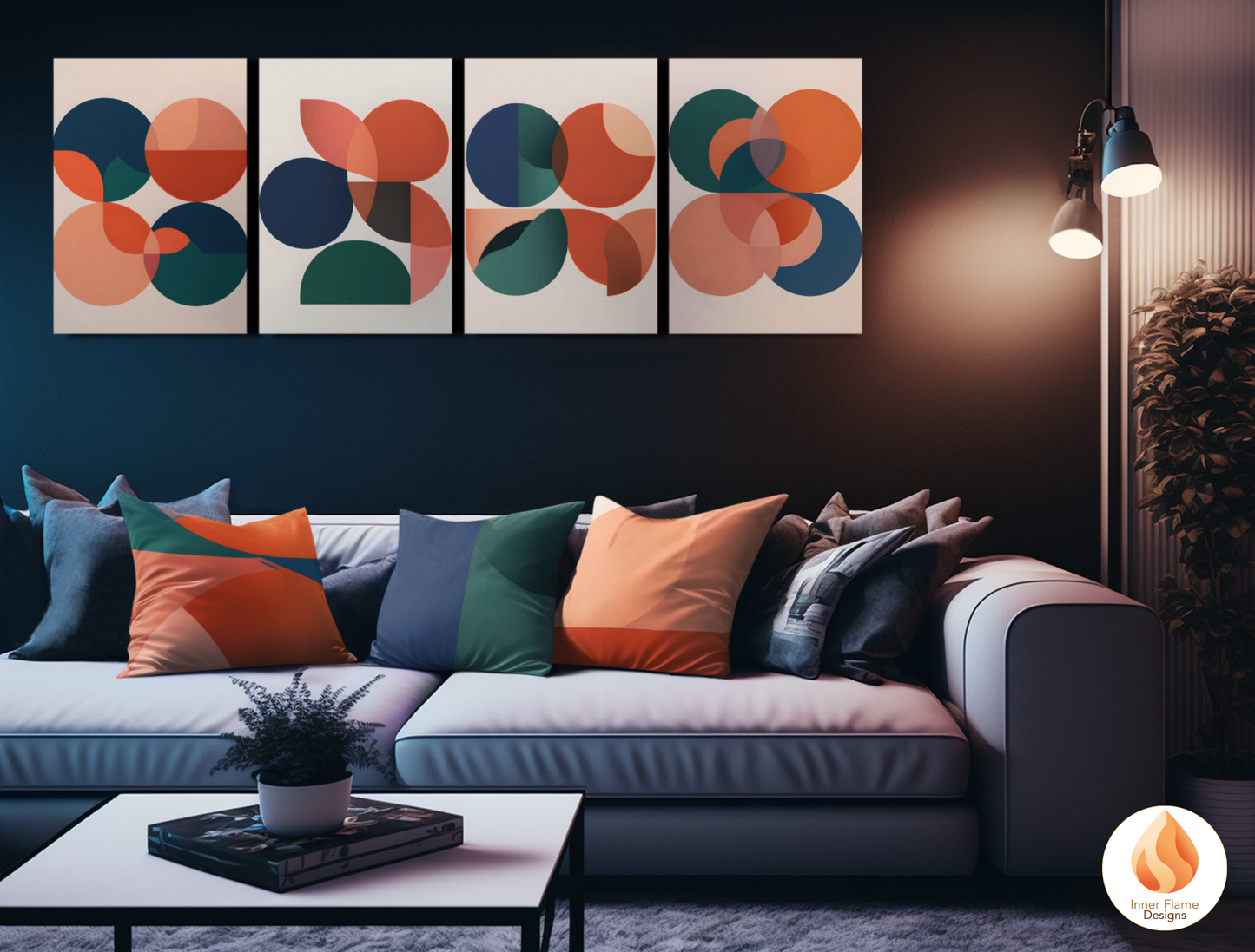 Vibrant Geometric Artwork for Modern Home Design | Four Piece Wall Art