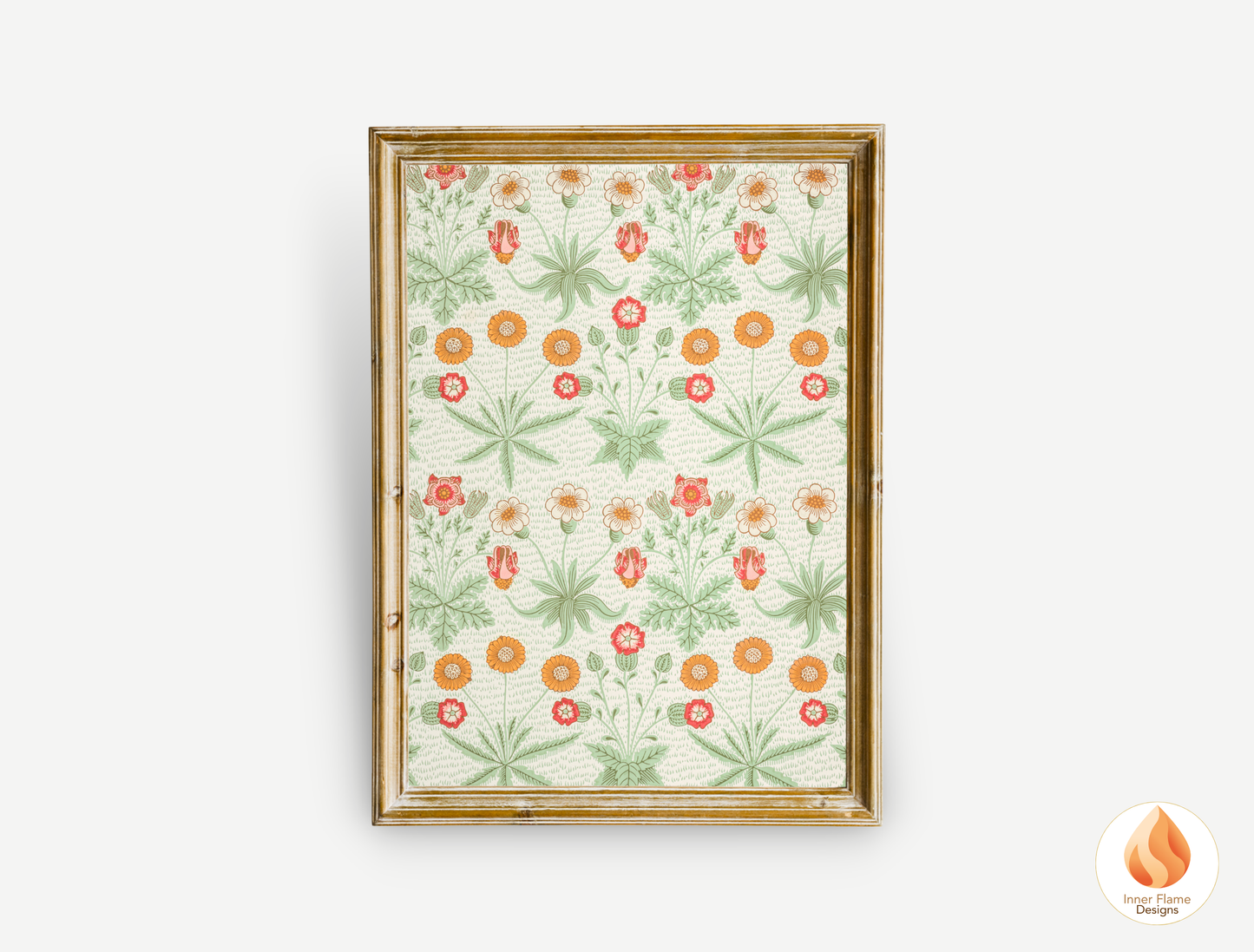 William Morris Inspired Designs - "Daisy" | Abstract Botanical Art for Modern Home Design | Triptych Artwork