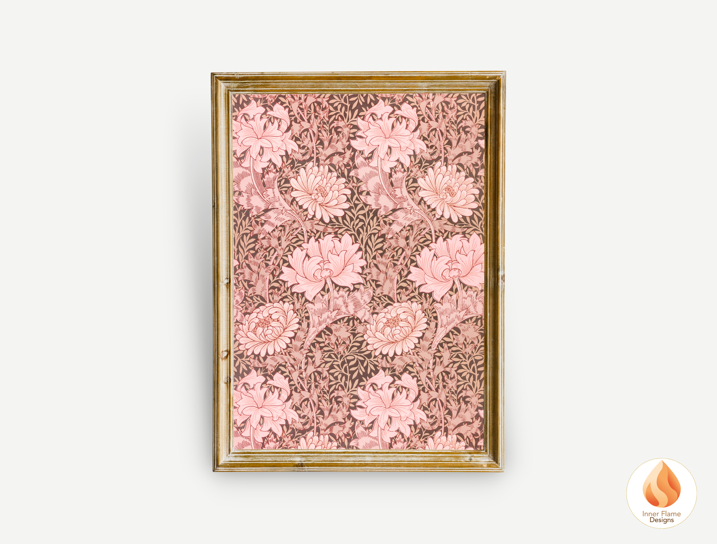 William Morris Inspired Designs - "Chrysanthemum" | Abstract Botanical Art for Modern Home Design | Triptych Artwork