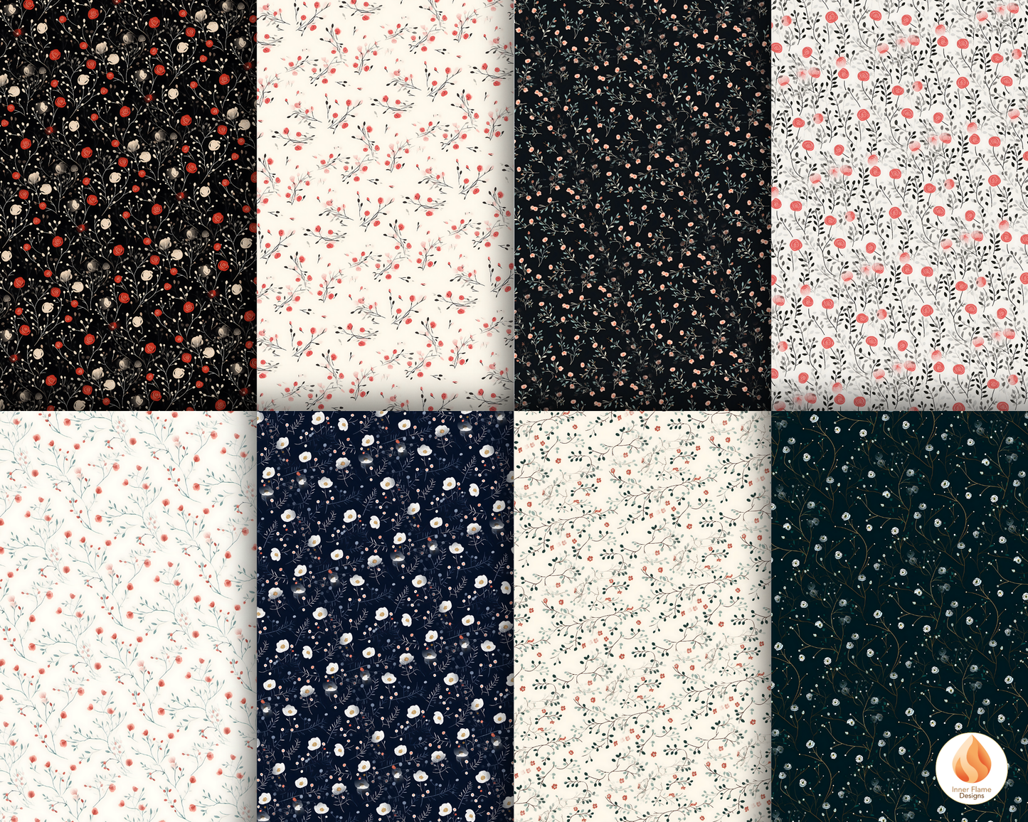 Minimalist Rose Floral Surface Patterns | Seamless Patterns for Wallpaper, Textiles, Packaging and Digital Designs