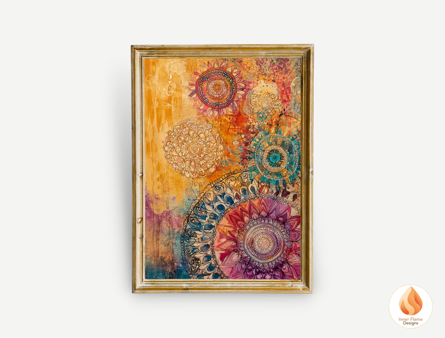 Kaleidoscopic Boho Wall Art Décor for Modern Home Design | Triptych Artwork