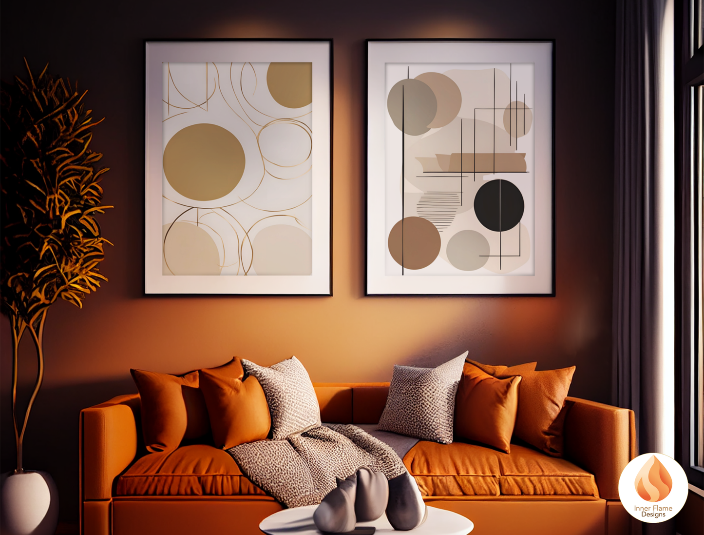 Classic Geometric Artwork for Modern Home Design | Diptych Artwork