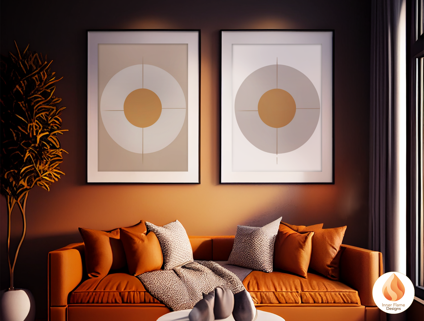 Minimalist Geometric Artwork for Modern Home Design | Diptych Artwork