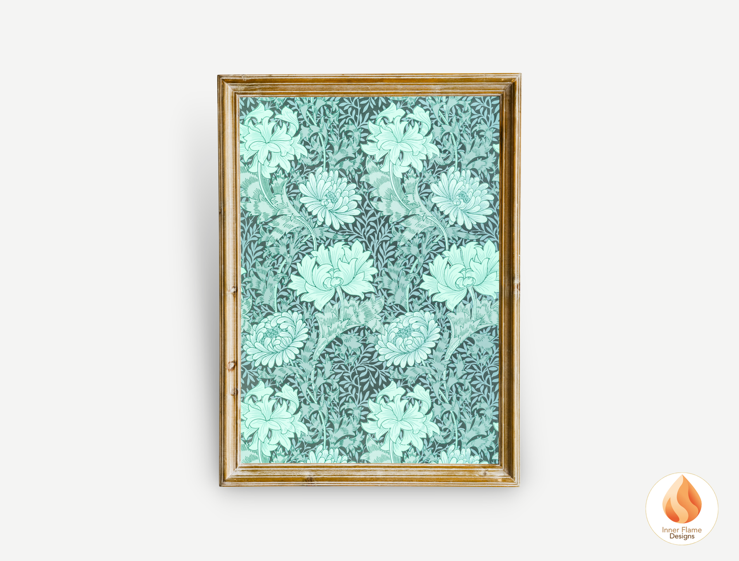 William Morris Inspired Designs - "Chrysanthemum" | Abstract Botanical Art for Modern Home Design | Triptych Artwork