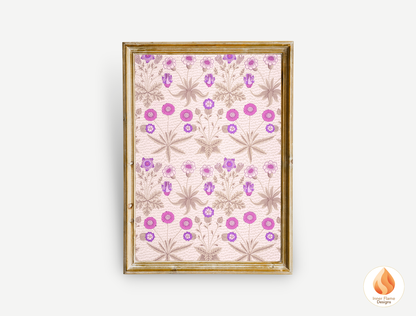 William Morris Inspired Designs - "Daisy" | Abstract Botanical Art for Modern Home Design | Triptych Artwork